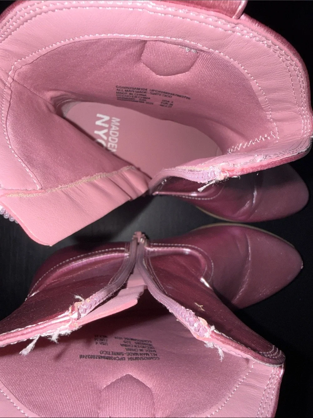 Girls Metallic Pink Western Ankle Boots - Shiny Kids Cowboy Style